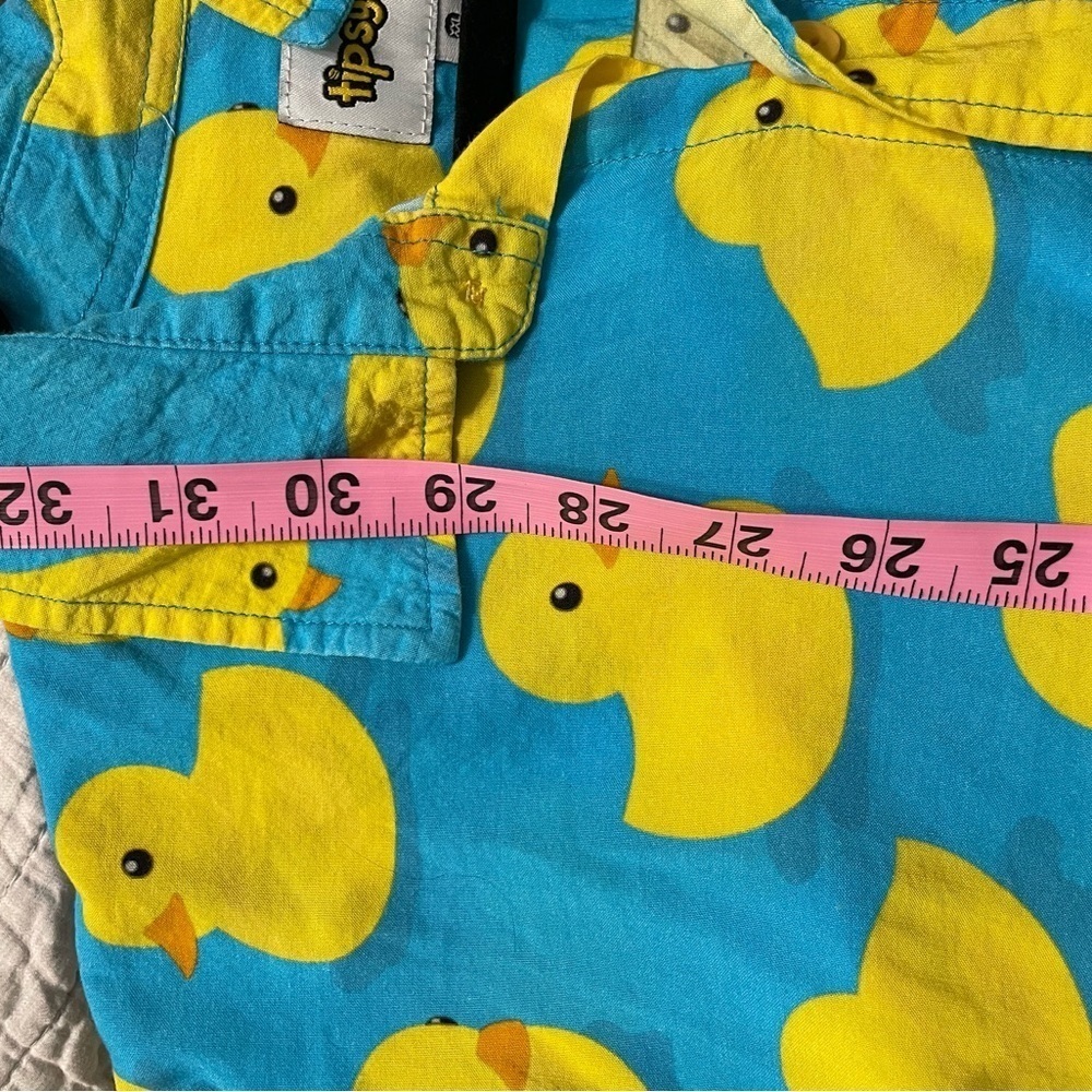 TIPSY ELVES Men's Rubber Ducky Tailored Fit Hawaiian Shirt Size 2XL Yellow Blue - Picture 8 of 8